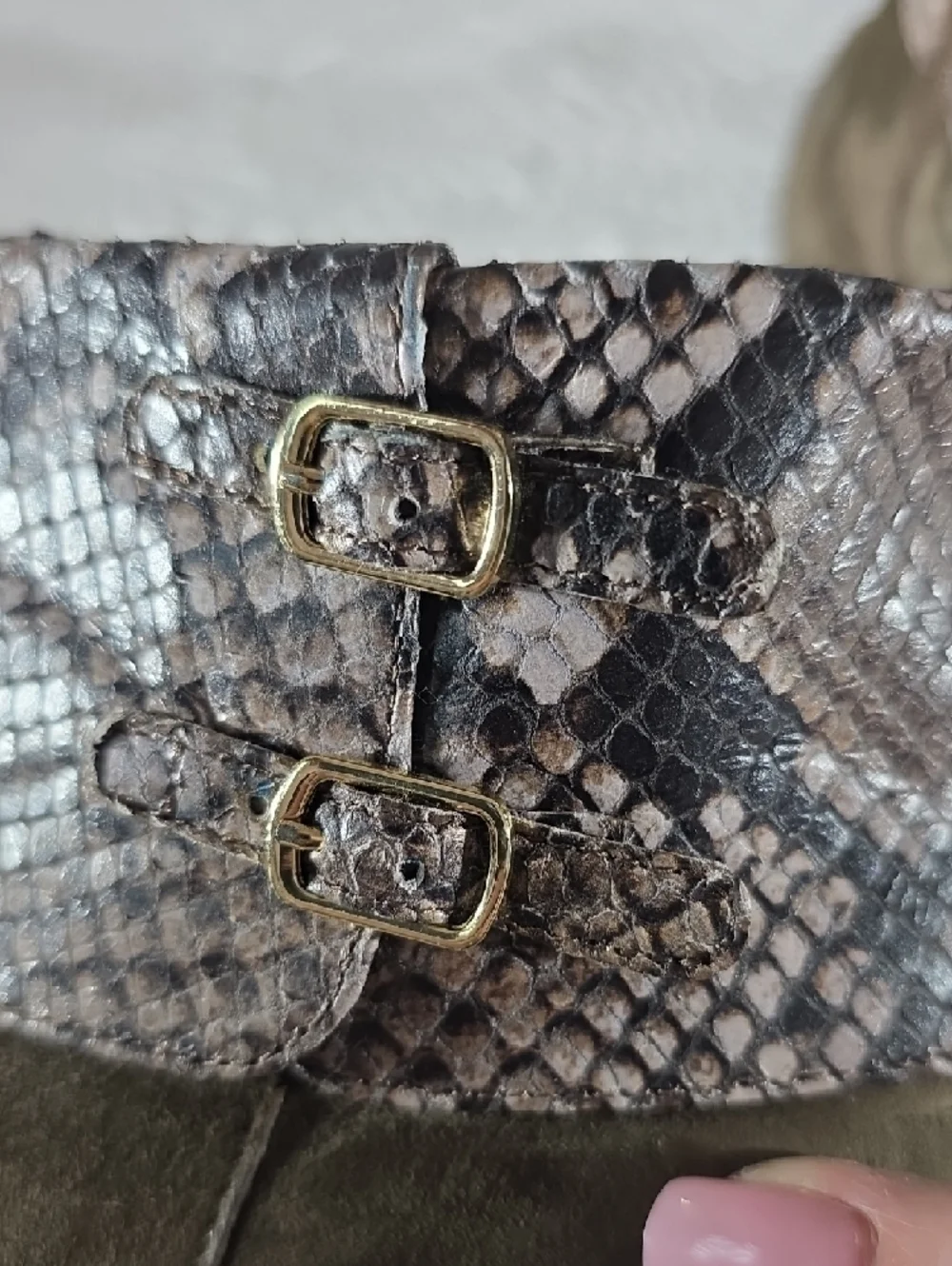 VANELI Kandee Gray Suede‎ & Snake Print Strappy Ankle Booties - Size 8N
